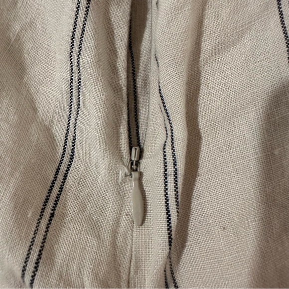 Reformation 100% Linen Elm Jager Jumpsuit size 8 striped blue jumpsuit open back - Picture 8 of 11